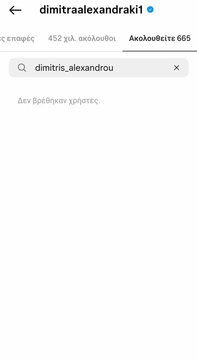 Η Δήμητρα Αλεξανδράκη και ο Δημήτρης Αλεξάνδρου έκαναν unfollow ο ένας τον άλλον στο instagram