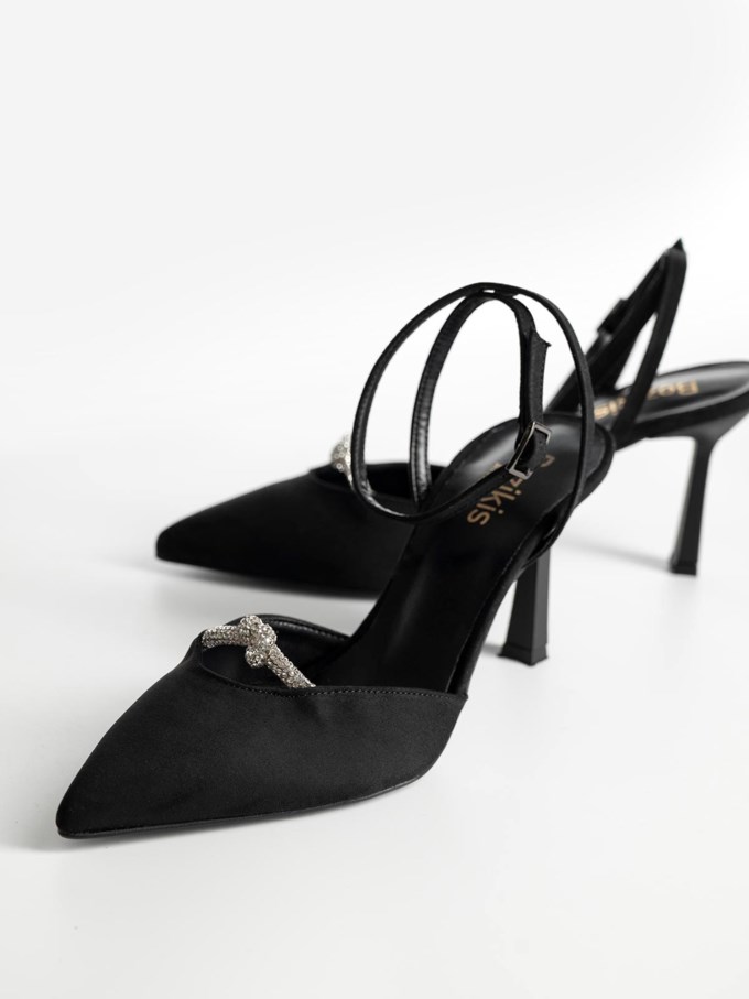 Openheel γόβες BOZIKIS suede με strass λεπτομέρεια