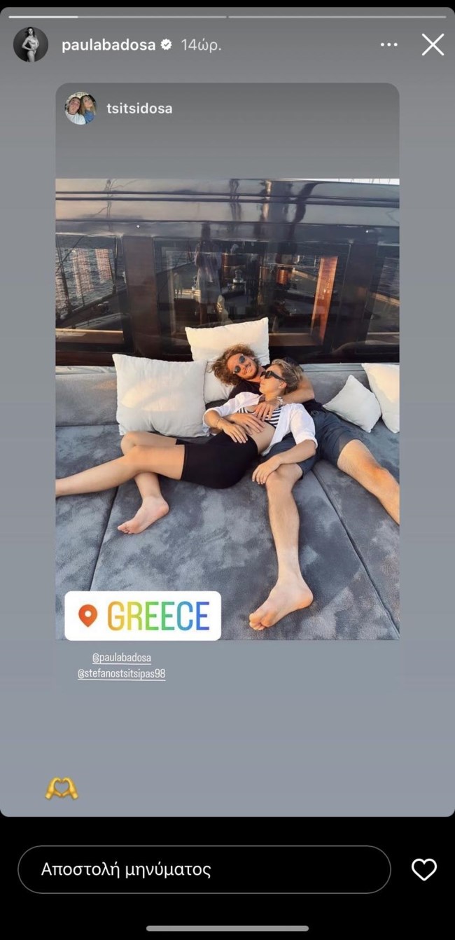 Ο Στέφανος Τσιτσιπάς αγκαλιά με την Πάουλα Μπαντόσα στις διακοπές τους στην Ελλάδα