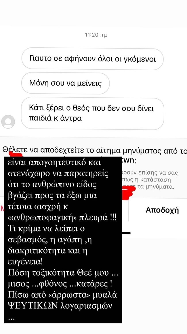 Κατερίνα Καινούργιου instastory