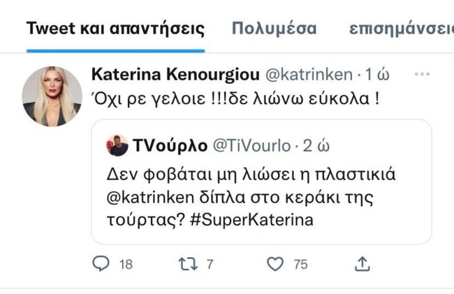 Το προσβλητικό σχόλιο στο Twitter & η οργισμένη απάντηση της Κατερίνας Καινούργιου