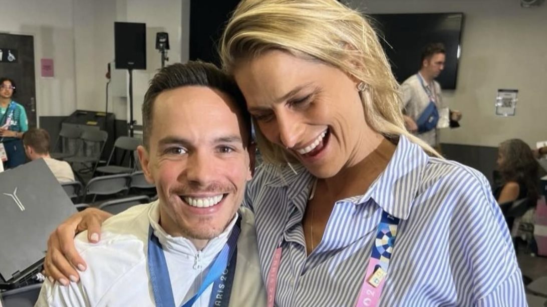 Η Τατιάνα Μπλάτνικ αγκαλιά με τον Λευτέρη Πετρούνια μετά την κατάκτηση του χάλκινου μεταλλίου