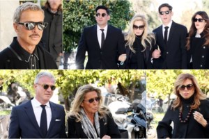 Συγκλονισμένη η Μαρία Μπακοδήμου στην κηδεία του Αντώνη Λυμπέρη