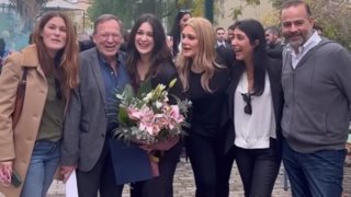 Νατάσα Θεοδωρίδου και Ανδρέας Φουστάνος μαζί στην αποφοίτηση της κόρης τους