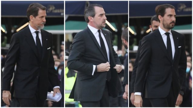 Παύλος, Νικόλαος και Φίλιππος στην κηδεία του τέως Βασιλιά Κωνσταντίνου