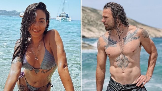 Ευρυδίκη Βαλαβάνη &amp; Γρηγόρης Μόργκαν ποζάρουν αγκαλιασμένοι στην παραλία λίγο πριν τον γάμο τους στην Κρήτη