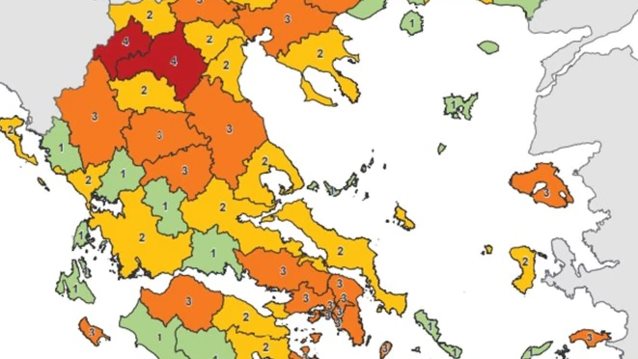 Κορονοϊός: Ολα τα μέτρα που ισχύουν: Χάρτης: Σε ποιο επίπεδο βρίσκεται η περιοχή σας