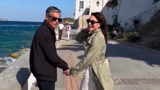 Τατιάνα Στεφανίδου &amp; Νίκος Ευαγγελάτος σε χαλαρές στιγμές με τον Λάμπη Ευαγγελάτο