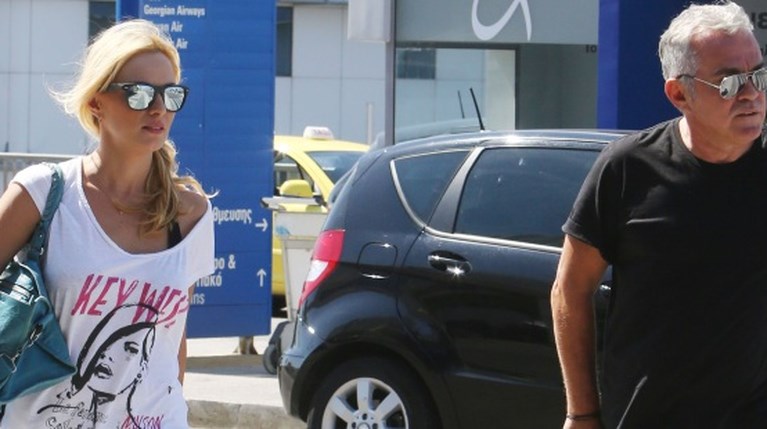 Η Πέγκυ Ζήνα και ο Γιώργος Λύρας στο αεροδρόμιο (1)