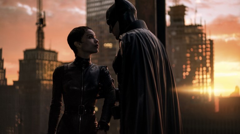 Zoe Kravitz as Selena Kyle and Robert Pattinson as Batman